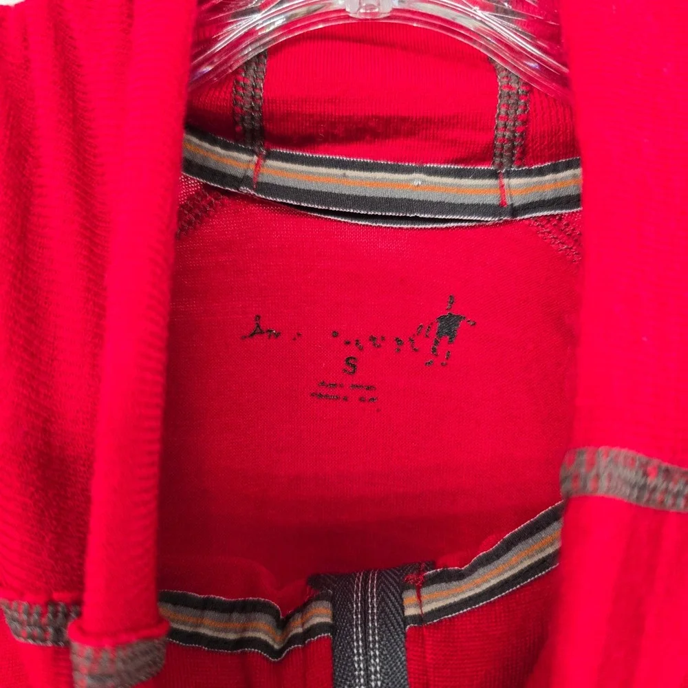 Smartwool 1/4 Zip Pullover Mens‎ M Red 100% Merino Wool Base Layer Long Sleeve